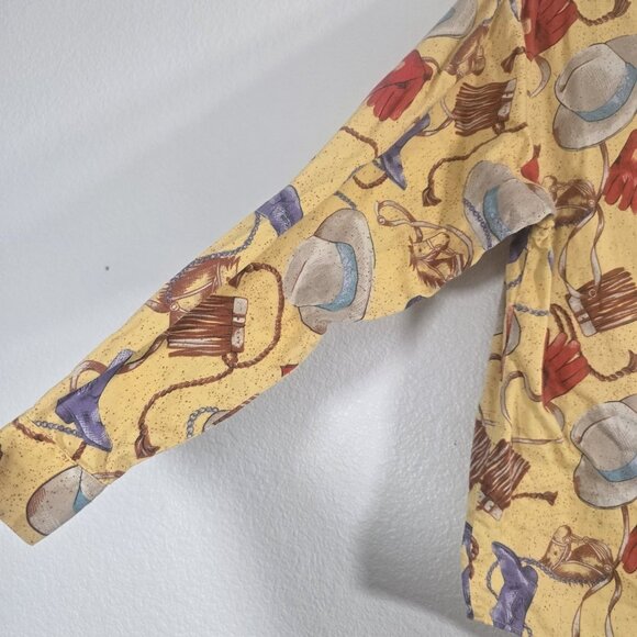 Dockers Vintage Western Button Down Shirt Women Medium Equestrian Cowboy Yellow - Picture 4 of 10
